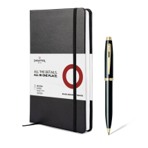 Sheaffer 100 Ballpoint Pen Gift Set - Gloss Black Gold Trim with A5 Notebook